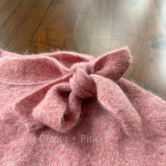 Sezane Zita Jumper Sweater Rosewood Pink Size Small Tie Neck Bow Detail - Picture 7 of 15